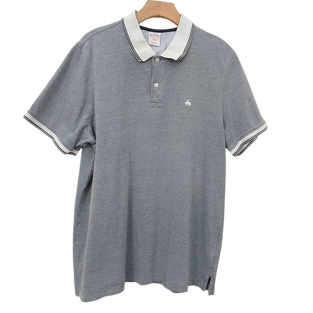 Brooks Brothers Original Fit Polo Shirt Mens XL Grey Short Sleeve Casual Golf